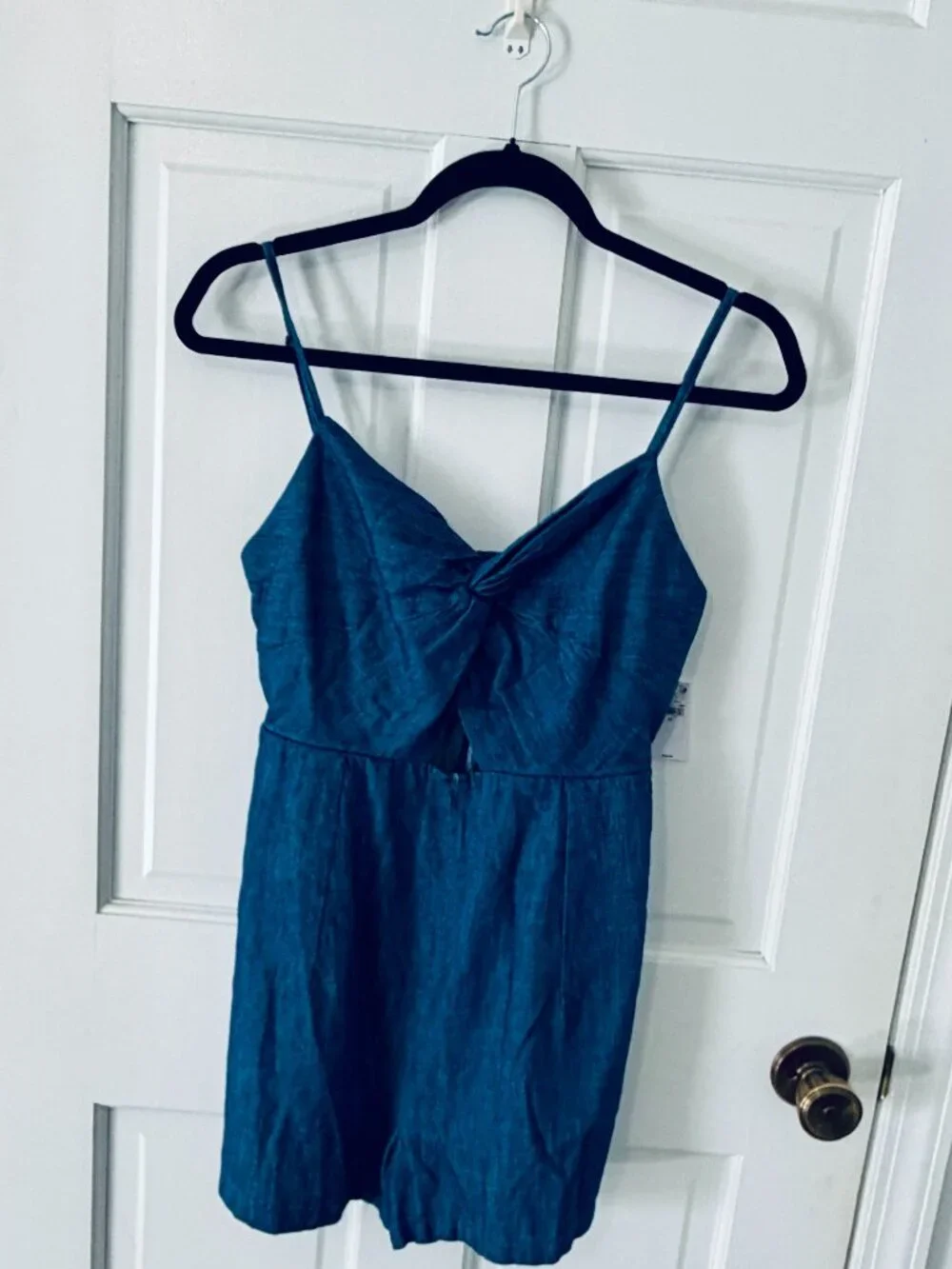 Old Navy Indigo Chambray Spaghetti Strap Cami Romper with Cutout, XS- NWT - Picture 6 of 8